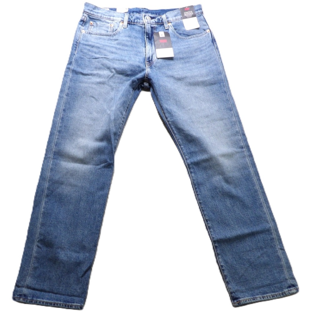 NWT Levis Premium 502 Taper Selvedge Jeans Men W33 L30 Blue Denim Stretch Cotton